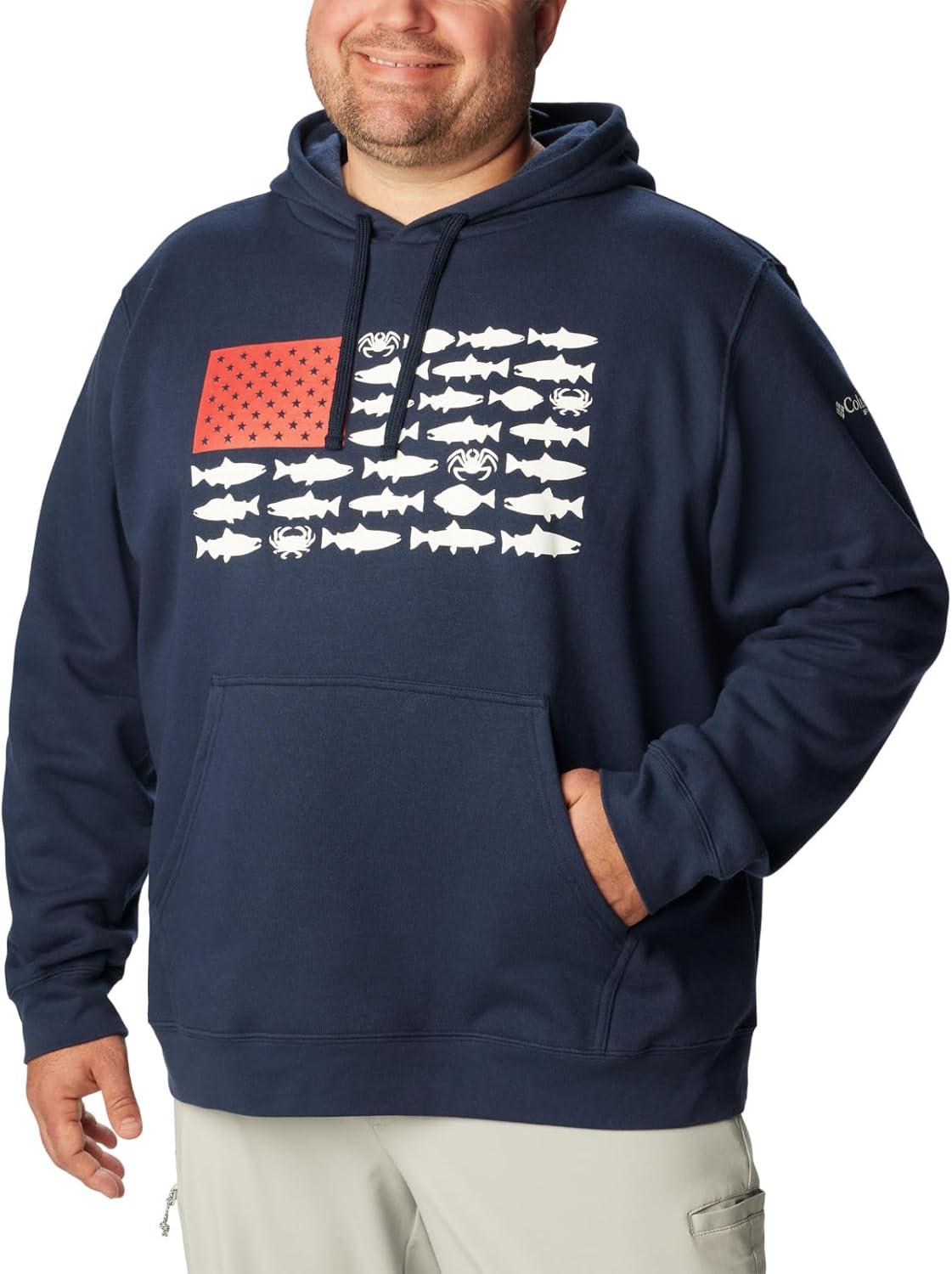 imageColumbia mens Pfg Fish Flag II HoodieCollegiate NavyWhite Alaska Fish