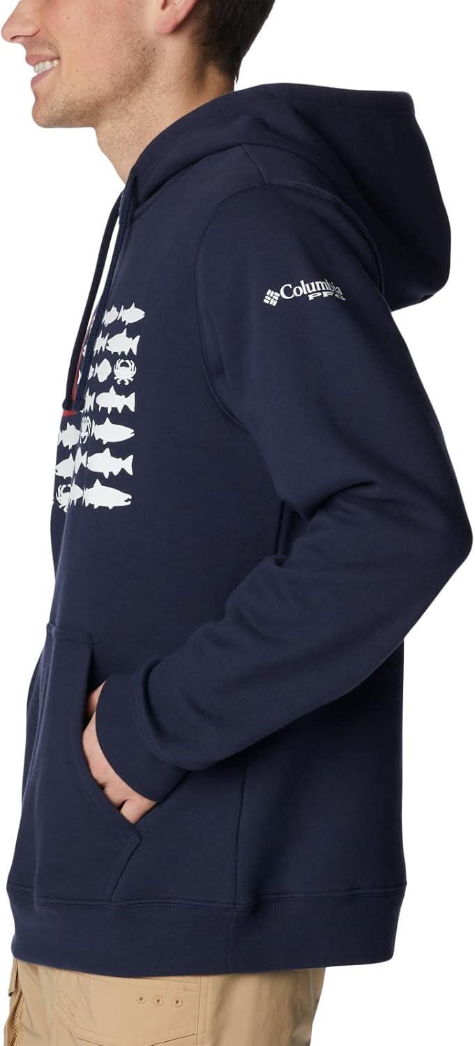 imageColumbia mens Pfg Fish Flag II HoodieCollegiate NavyWhite Alaska Fish