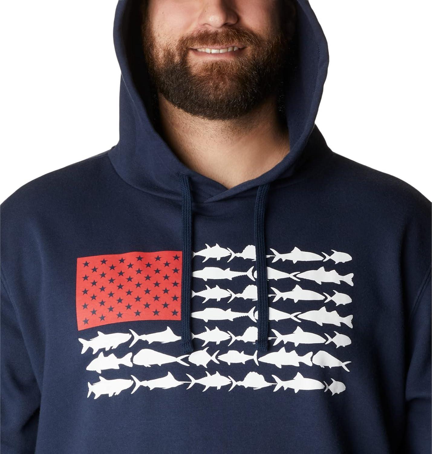 imageColumbia mens Pfg Fish Flag II HoodieCollegiate NavyWhite Usa