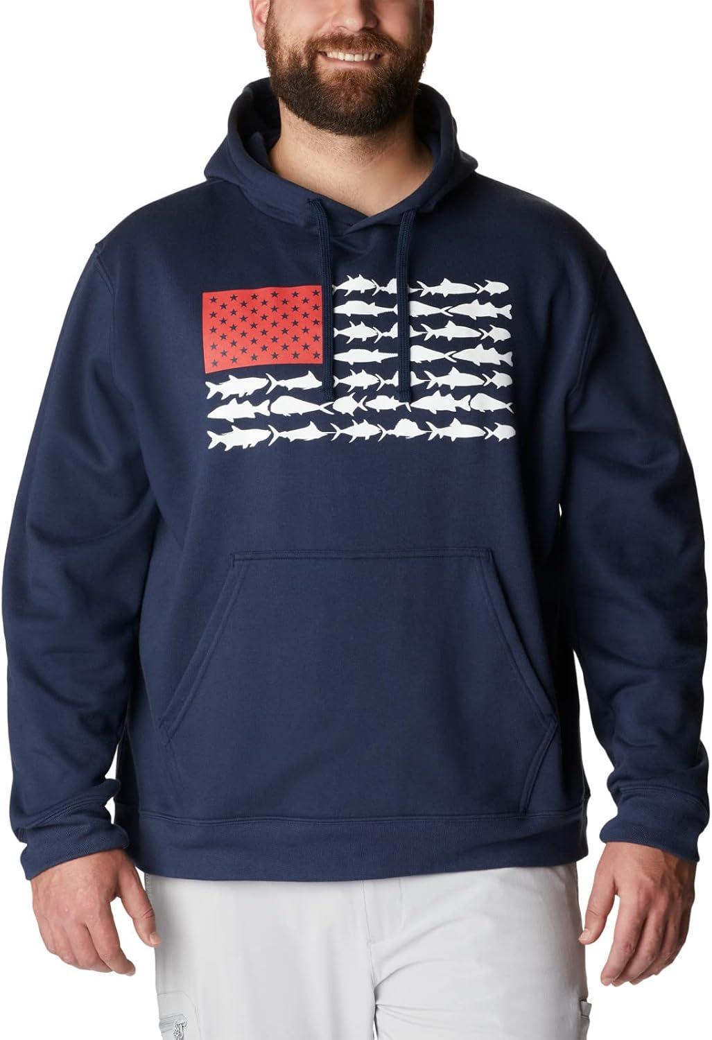 imageColumbia mens Pfg Fish Flag II HoodieCollegiate NavyWhite Usa