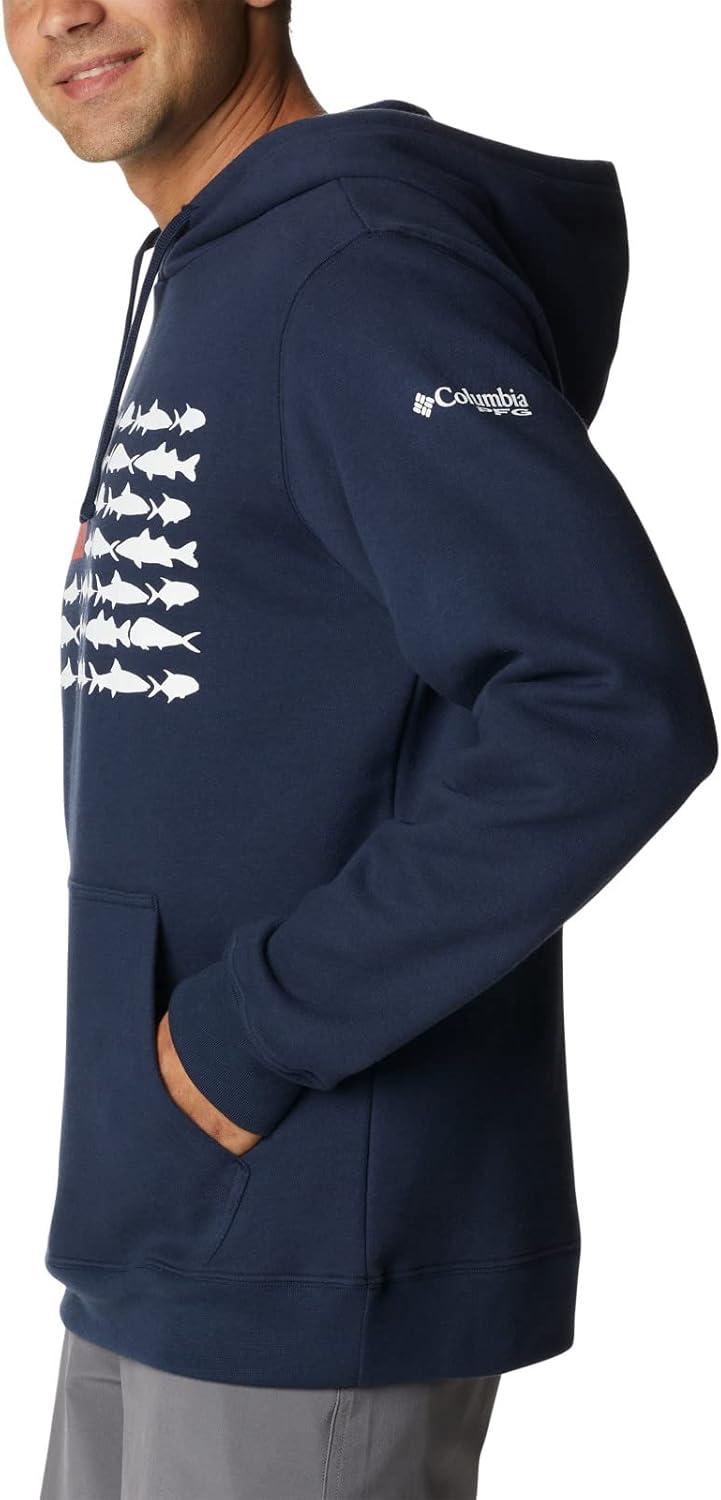 imageColumbia mens Pfg Fish Flag II HoodieCollegiate NavyWhite Usa