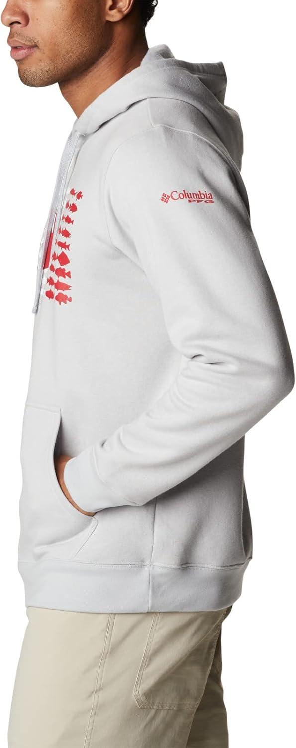 imageColumbia mens Pfg Fish Flag II HoodieCool GreyBright Red Canada