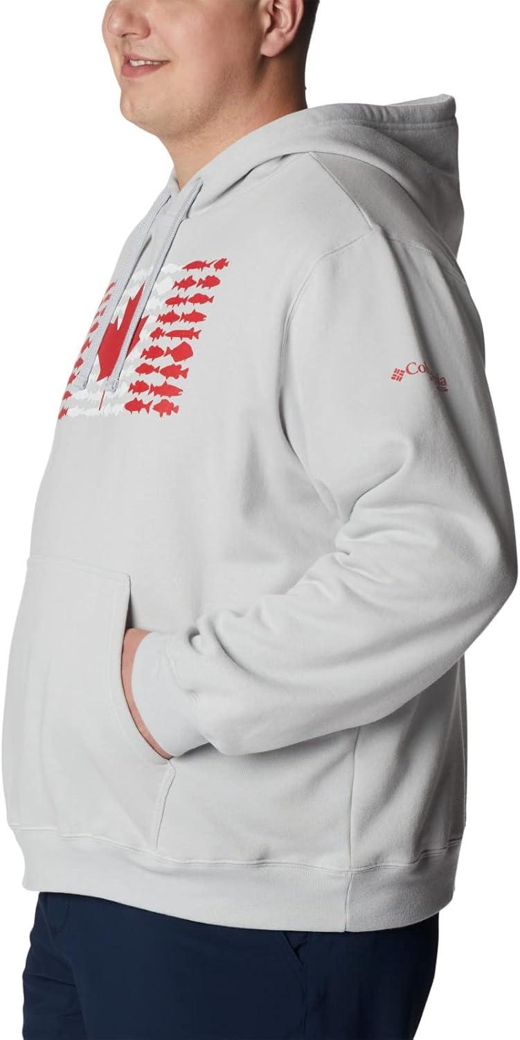 imageColumbia mens Pfg Fish Flag II HoodieCool GreyBright Red Canada