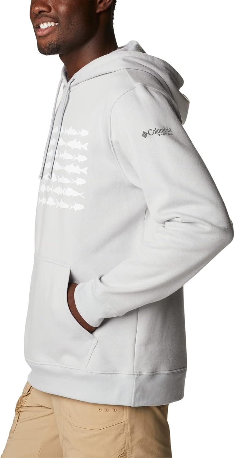 imageColumbia mens Pfg Fish Flag II HoodieCool GreyWhite Usa