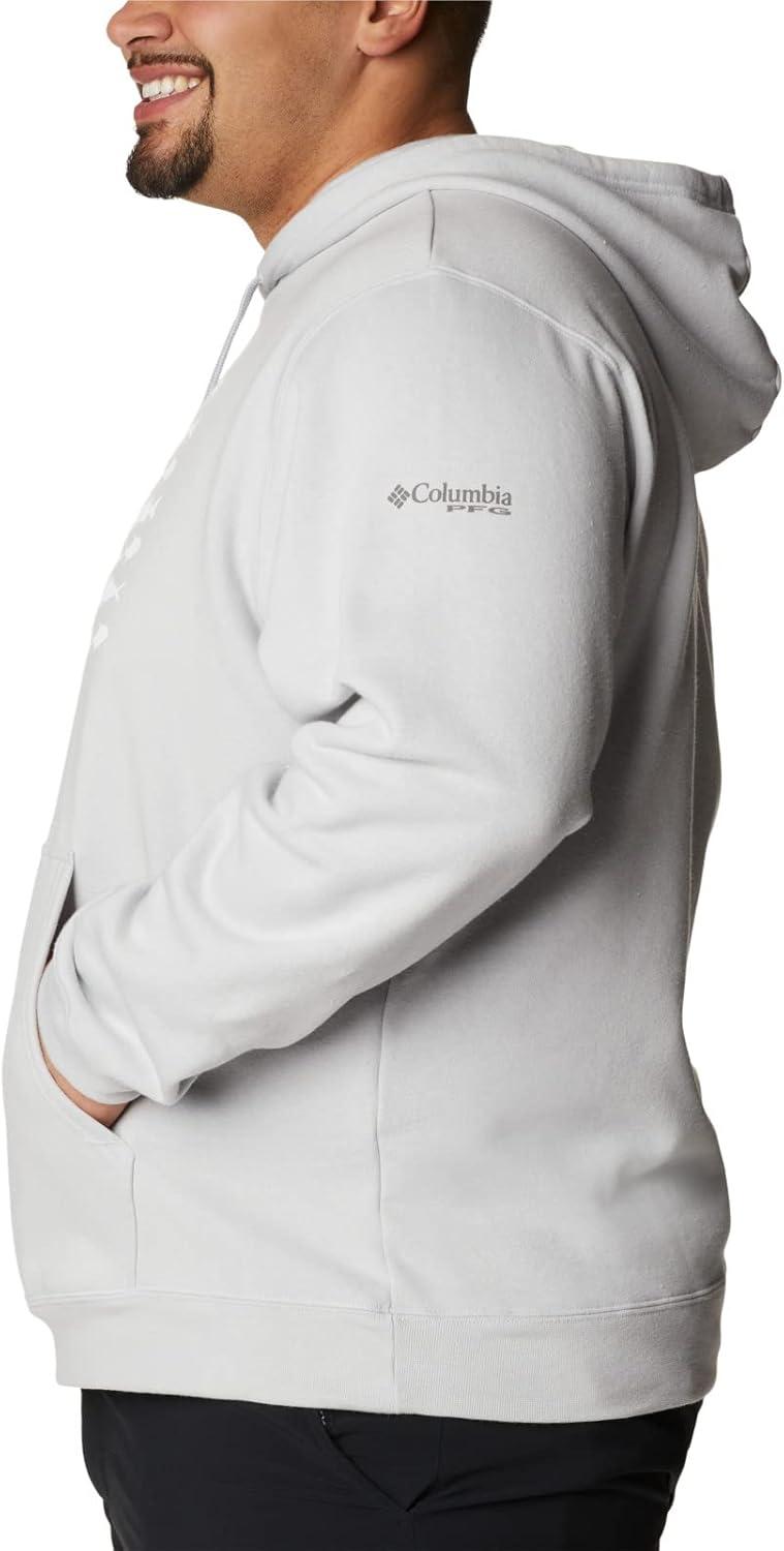 imageColumbia mens Pfg Fish Flag II HoodieCool GreyWhite Usa