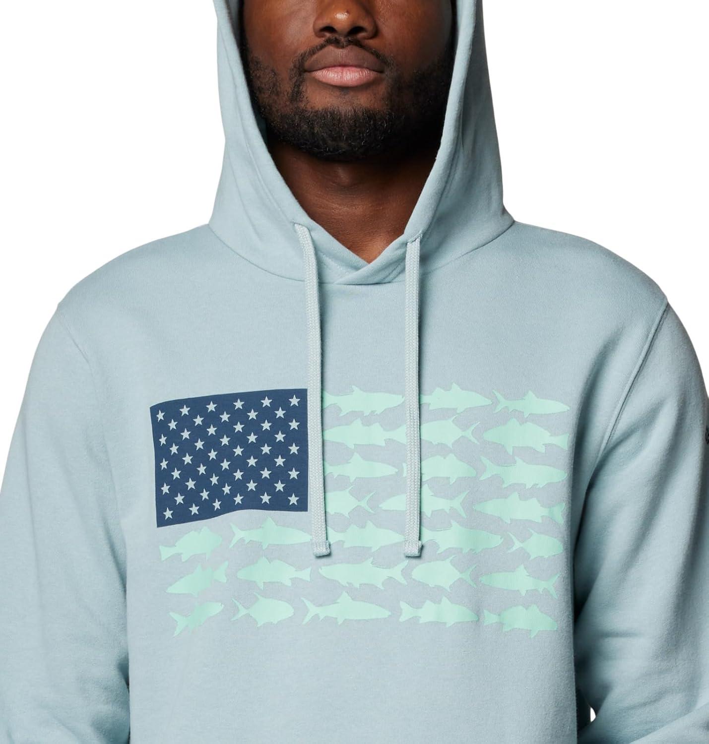 imageColumbia mens Pfg Fish Flag II HoodieCrushed BlueMint Cay Inshore Slam