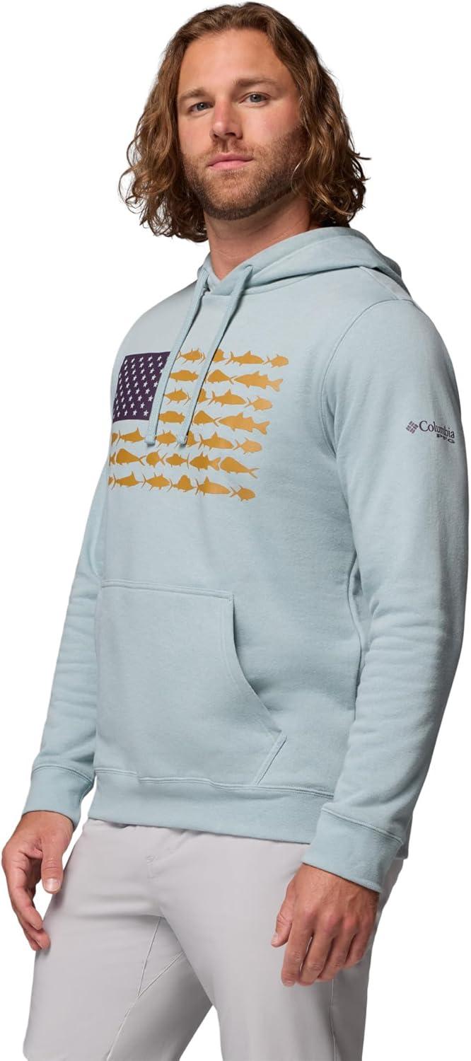 imageColumbia mens Pfg Fish Flag II HoodieCrushed BlueWhite Usa