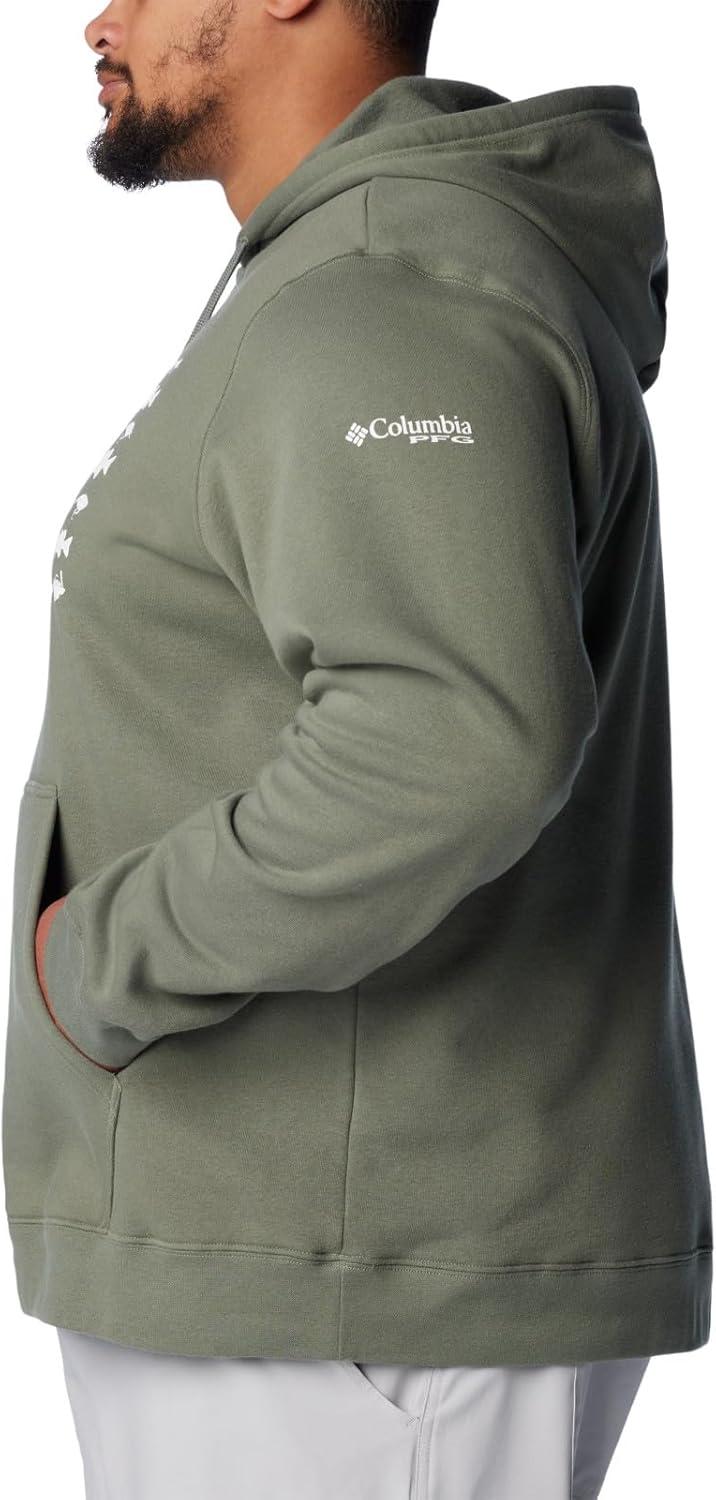 imageColumbia mens Pfg Fish Flag II HoodieCypressCool Grey Bass Lures