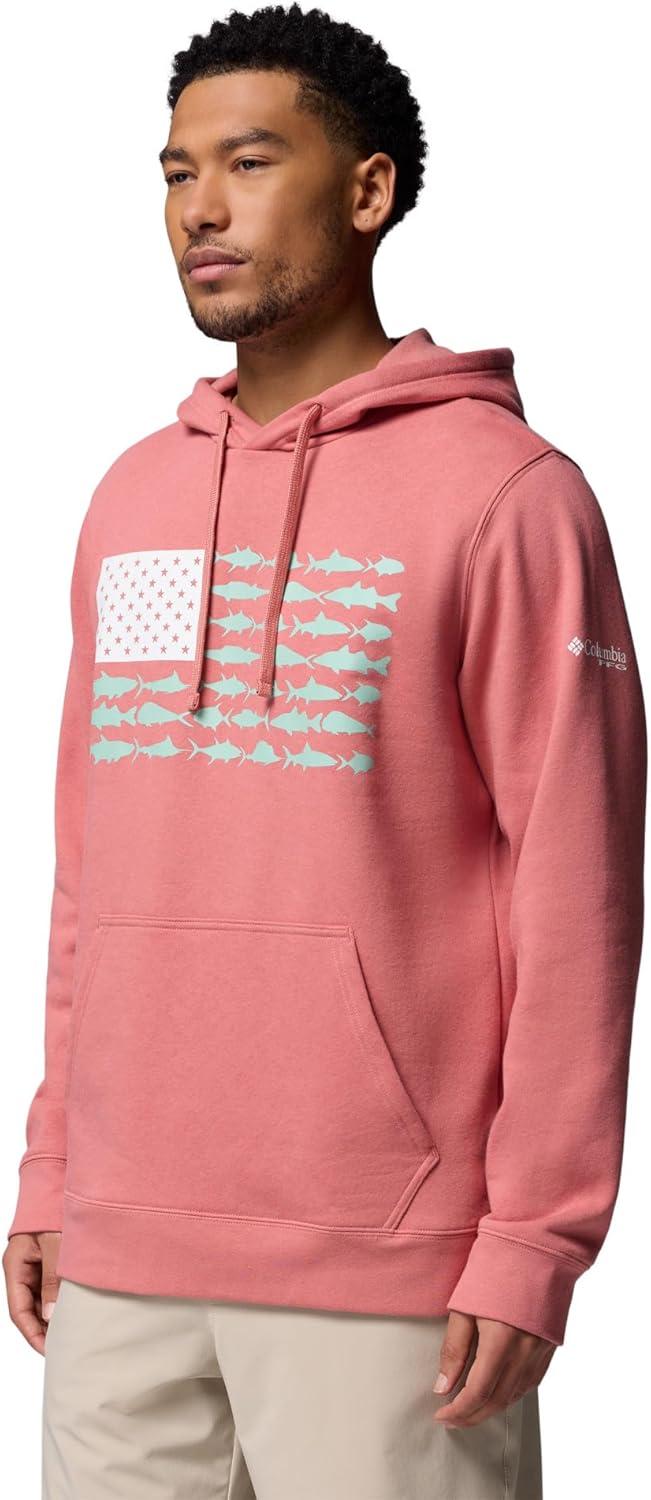 imageColumbia mens Pfg Fish Flag II HoodieRosewoodWhite Usa