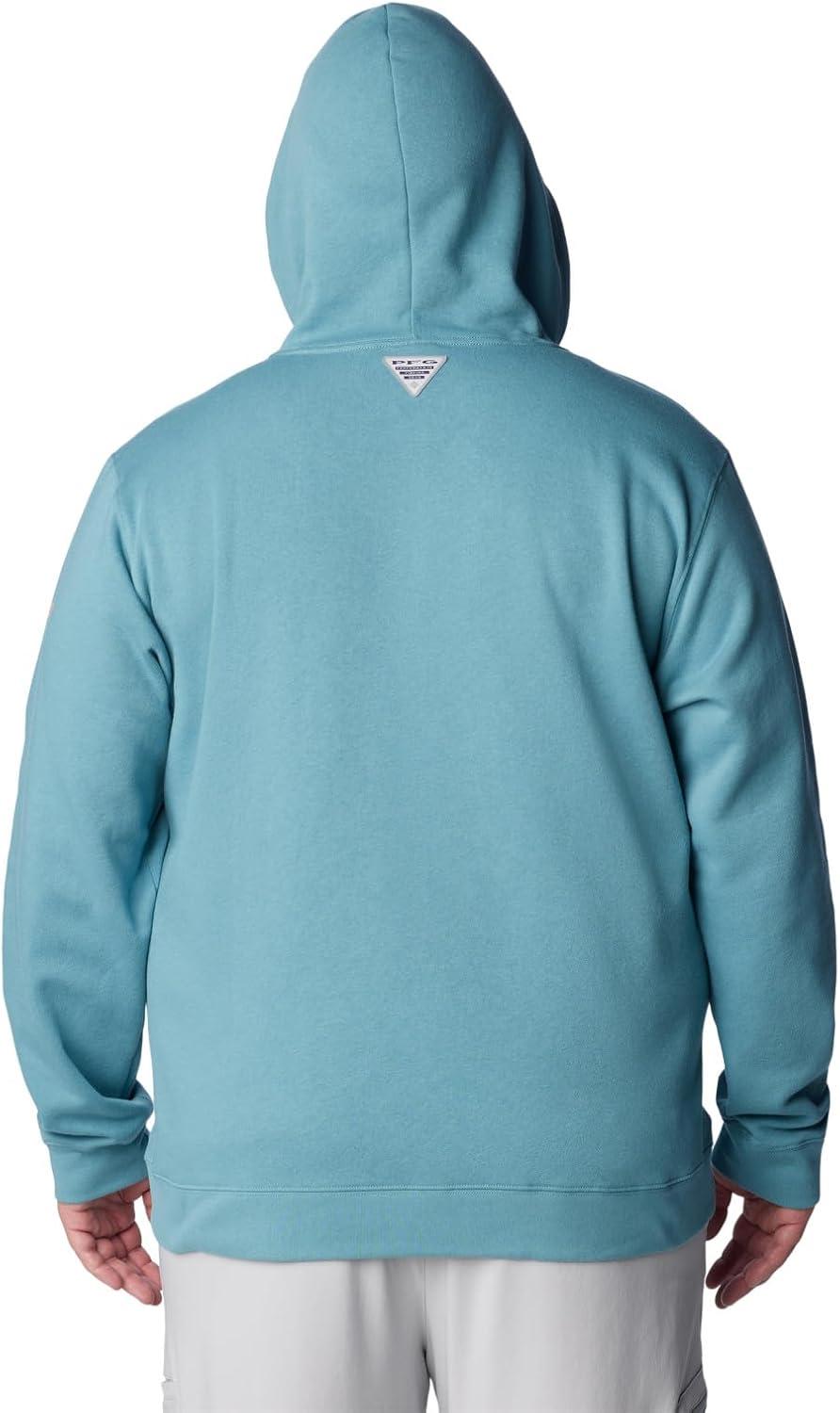 imageColumbia mens Pfg Fish Flag II HoodieTranquil TealOrange Reef Trout Flies