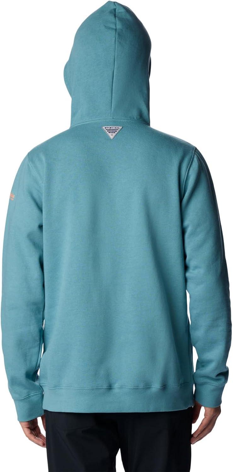 imageColumbia mens Pfg Fish Flag II HoodieTranquil TealOrange Reef Trout Flies