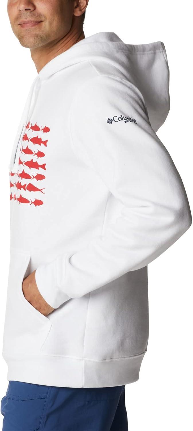 imageColumbia mens Pfg Fish Flag II HoodieWhiteRed Spark Usa