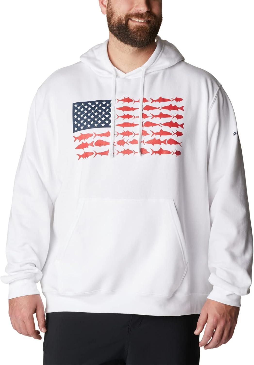 imageColumbia mens Pfg Fish Flag II HoodieWhiteRed Spark Usa