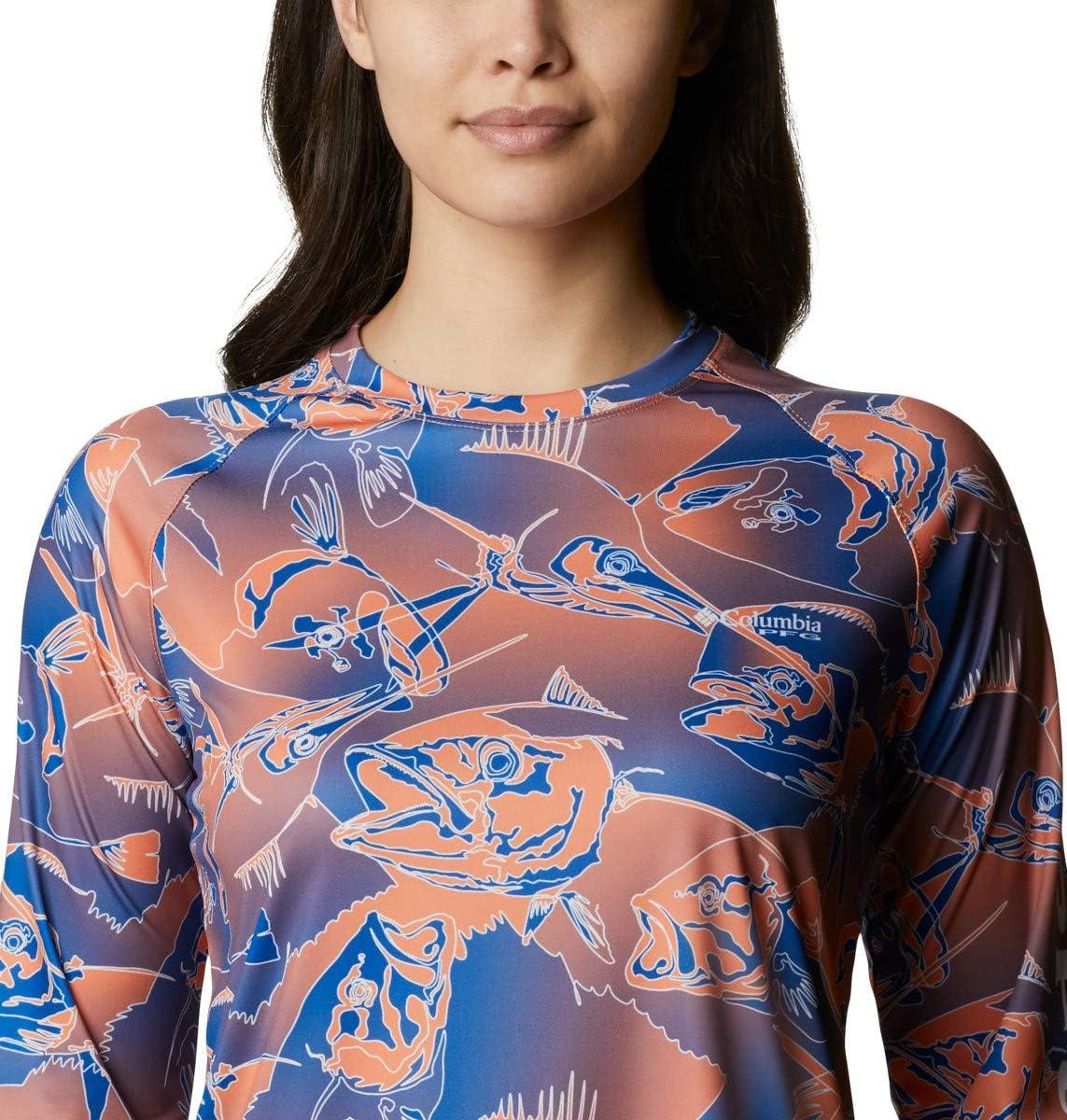 imageColumbia womens Super Tidal Tee Long SleeveBright Nectar Fish Frenzy Print