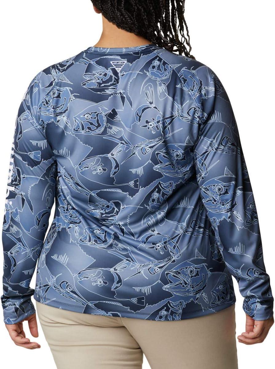 imageColumbia womens Super Tidal Tee Long SleeveCollegiate Navy Fish Frenzy Print