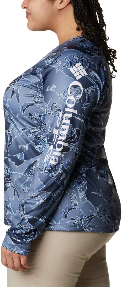 imageColumbia womens Super Tidal Tee Long SleeveCollegiate Navy Fish Frenzy Print