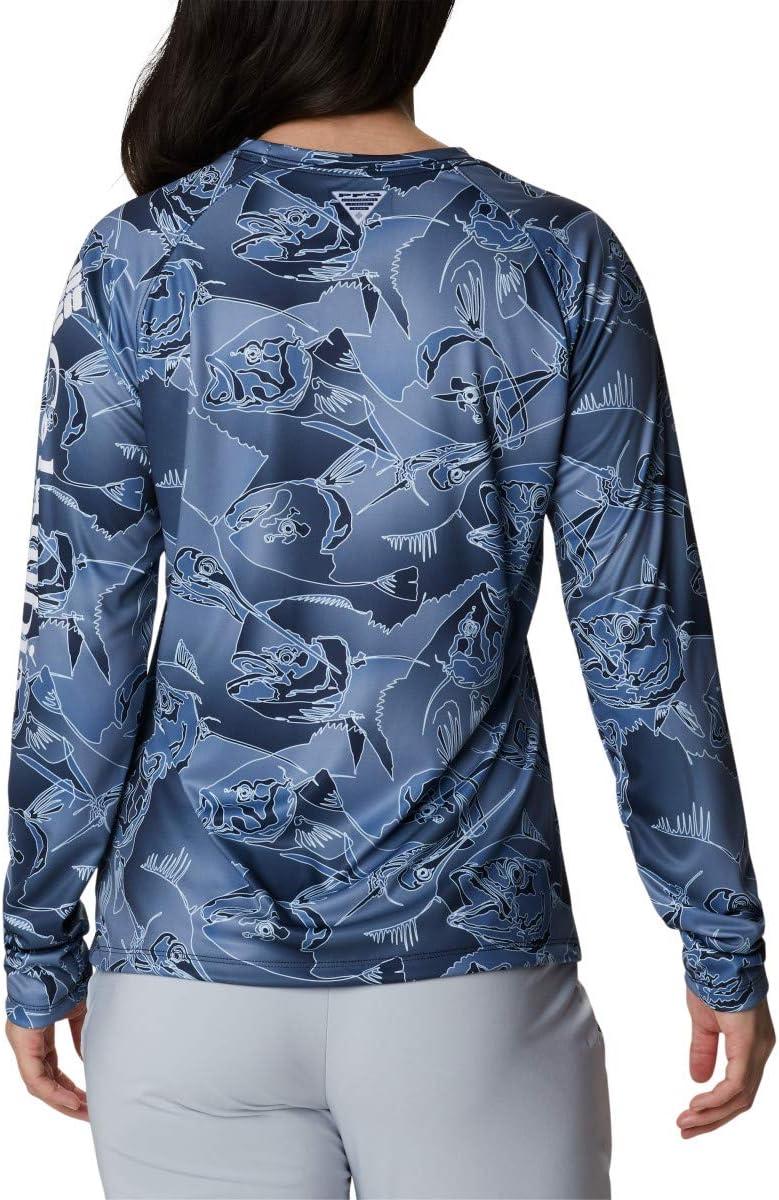 imageColumbia womens Super Tidal Tee Long SleeveCollegiate Navy Fish Frenzy Print