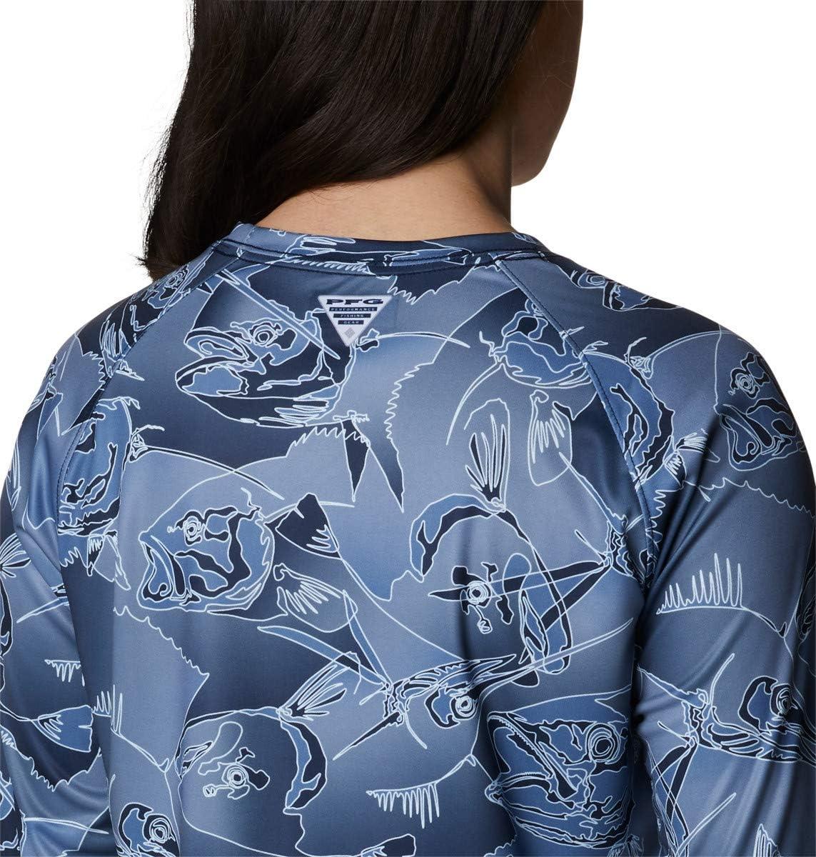 imageColumbia womens Super Tidal Tee Long SleeveCollegiate Navy Fish Frenzy Print