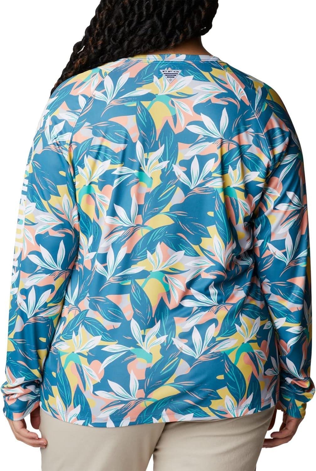 imageColumbia womens Super Tidal Tee Long SleeveElectric Turquoise Hidden Paradise