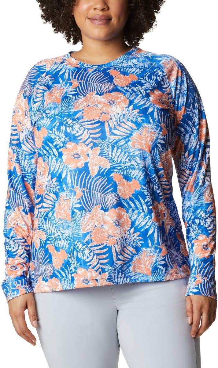imageColumbia womens Super Tidal Tee Long SleeveHarbor Blue Batik Floral Print
