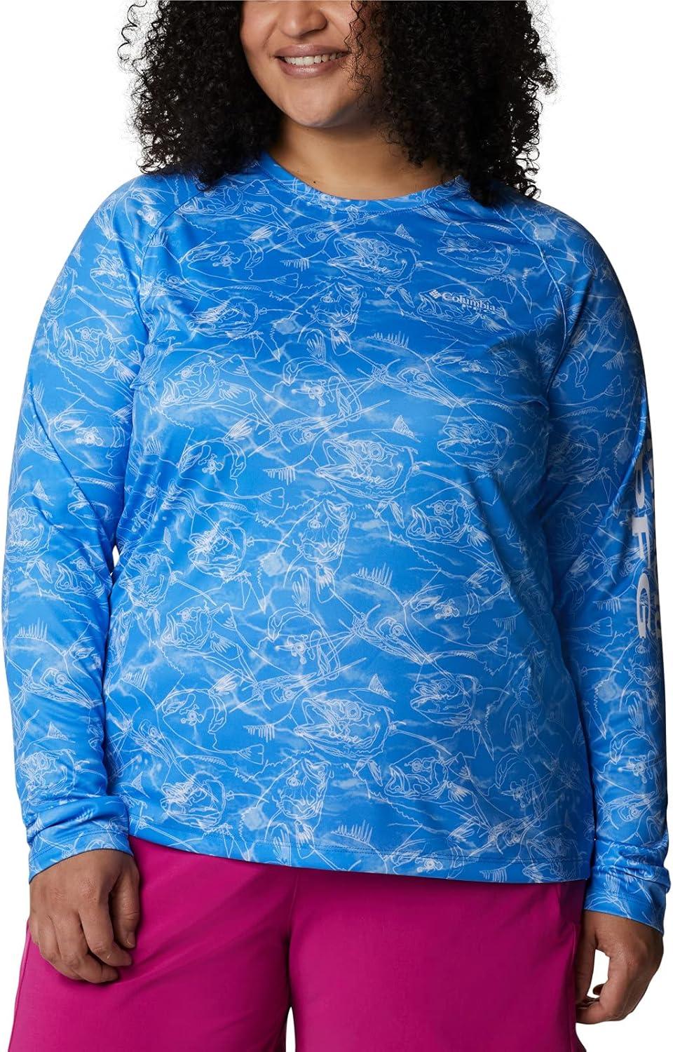 imageColumbia womens Super Tidal Tee Long SleeveHarbor Blue Contour Fish