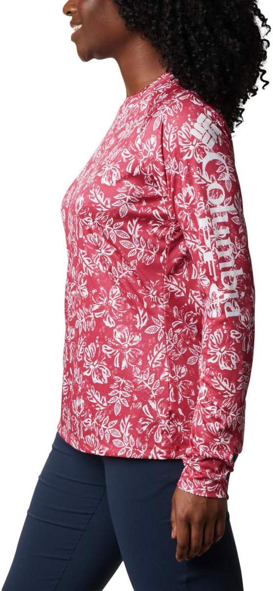 imageColumbia womens Super Tidal Tee Long SleeveRed Lily Archive Palms Print