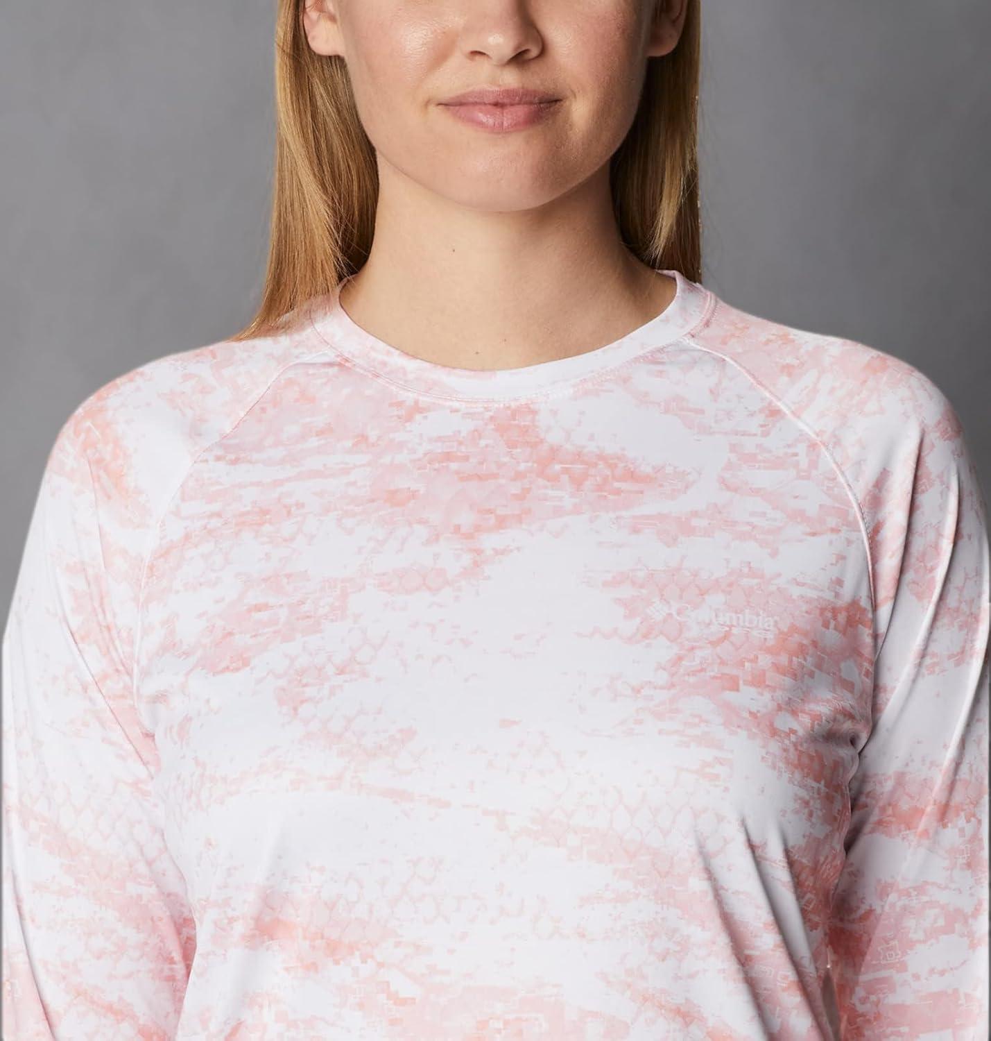 imageColumbia womens Super Tidal Tee Long SleeveTiki Pink Pfg Camo Print