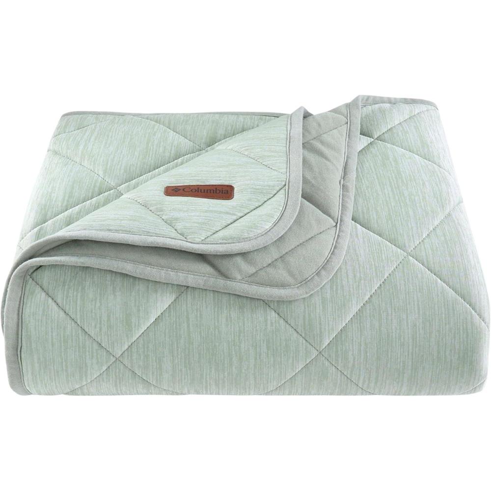 imageColumbia 50quot x 60quot Cooling Throw Blanket Soft and Cozy Home Essentials for Bed and Living Room 80 Nylon 20 Polyethylene Heathered 6quot Diamond Quilt 100 Polyester Wicking Cool GreenCool Green