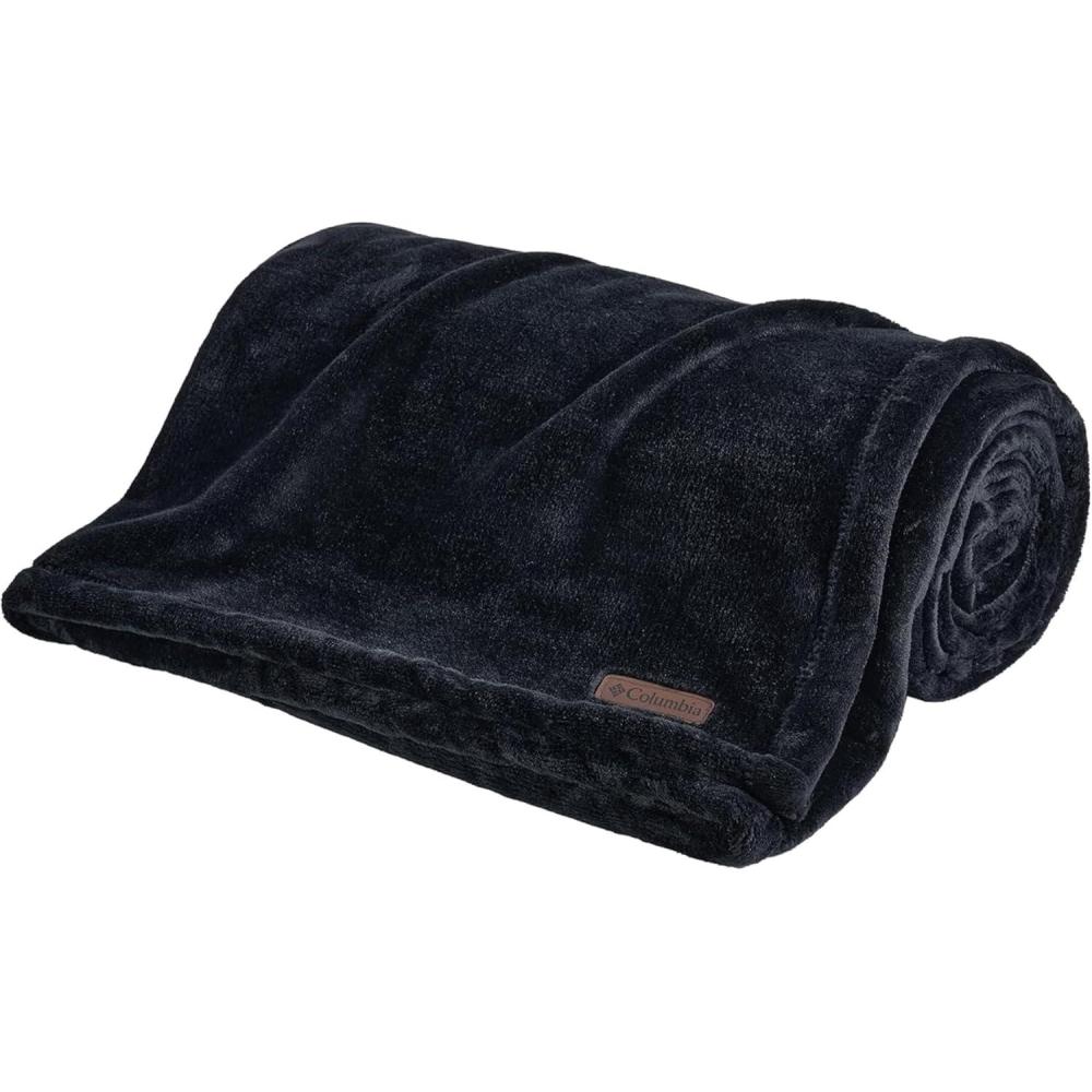 imageColumbia 50quot x 60quot Super Plush Lightweight Throw Blanket Outdoor Essentials for Camping Picnics and Adventures Soft and Cozy Home Essentials for Bed and Living Room BlackBlack