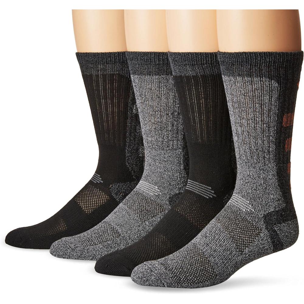 imageColumbia Mens 4 Pack Everyday Crew SocksBlackHeather Grey