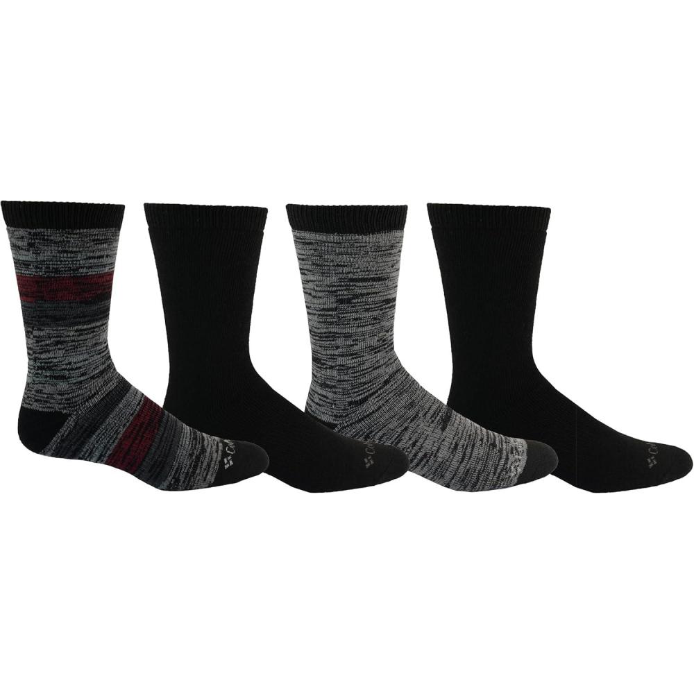 imageColumbia Mens 4 Pack Mositure Control Crew SocksBlackDye