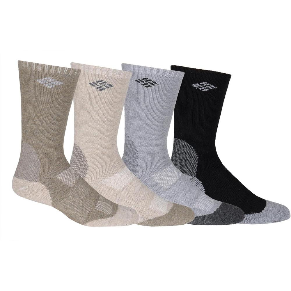 imageColumbia Mens 4 Pack Wool Crew SocksBrownKhakiCharBlack