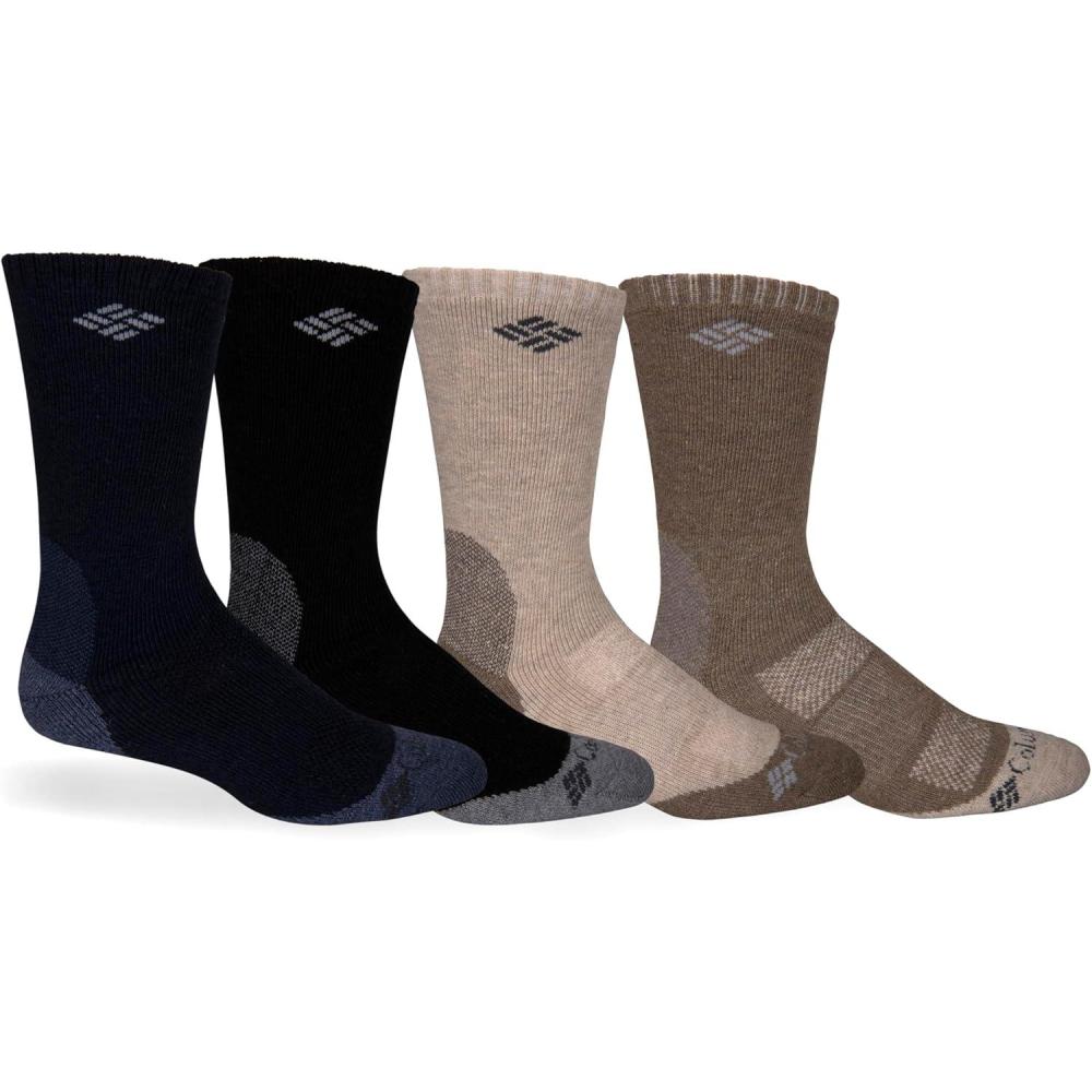 imageColumbia Mens 4 Pack Wool Crew SocksNavyBlackBrownKhaki