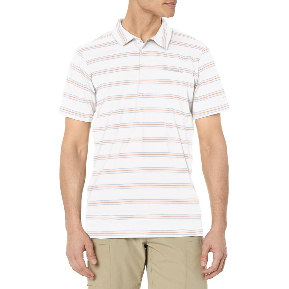 imageColumbia Mens Columbia Hike PoloHiking ShirtWhite Scattered Stripe