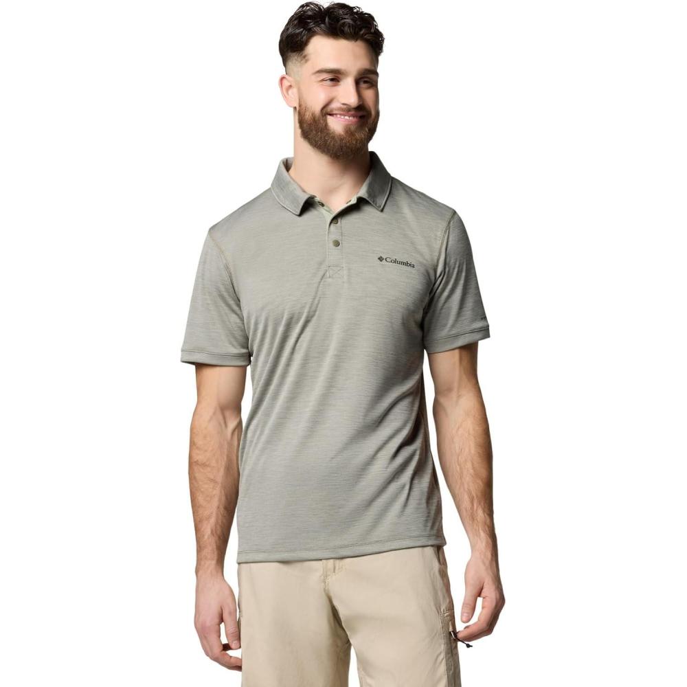 imageColumbia Mens Sage Peak Knit PoloStone Green Heather