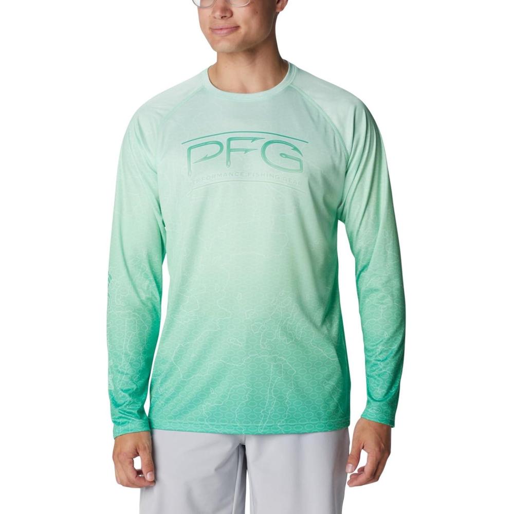 imageColumbia Mens Super Terminal Tackle PFG Super Fade Long SleeveOcean Mint TechcamoBathymetric Super Fade