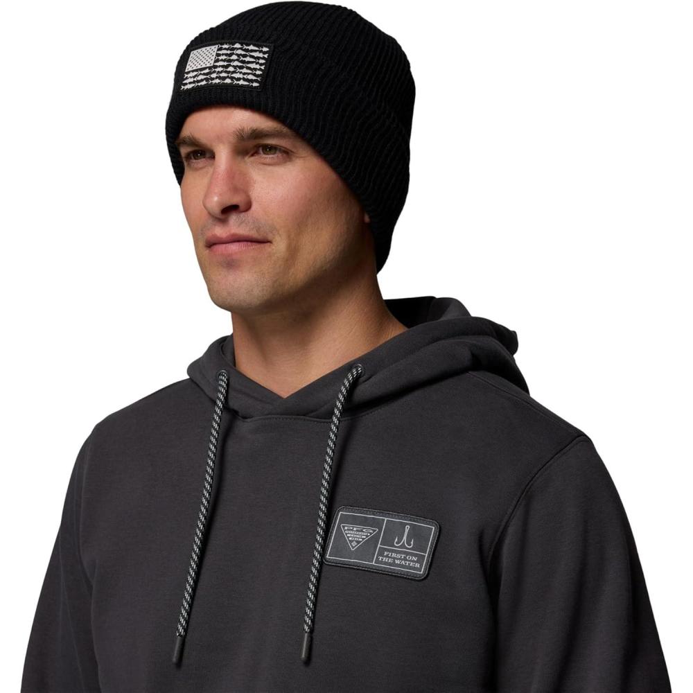imageColumbia UnisexAdult PFG Patch BeanieBlackFish Flag