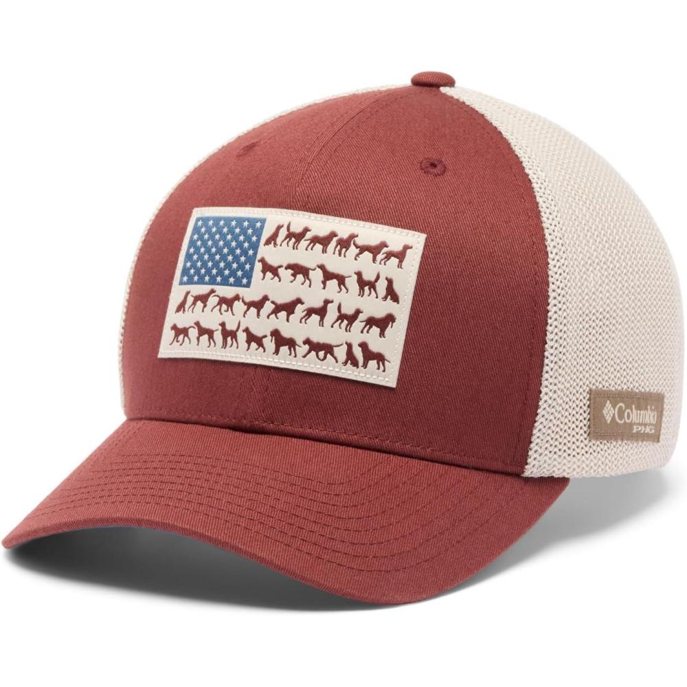 imageColumbia UnisexAdult PHG Game Flag Mesh Ball Cap Low CrownRed RocksDark StoneDog Flag