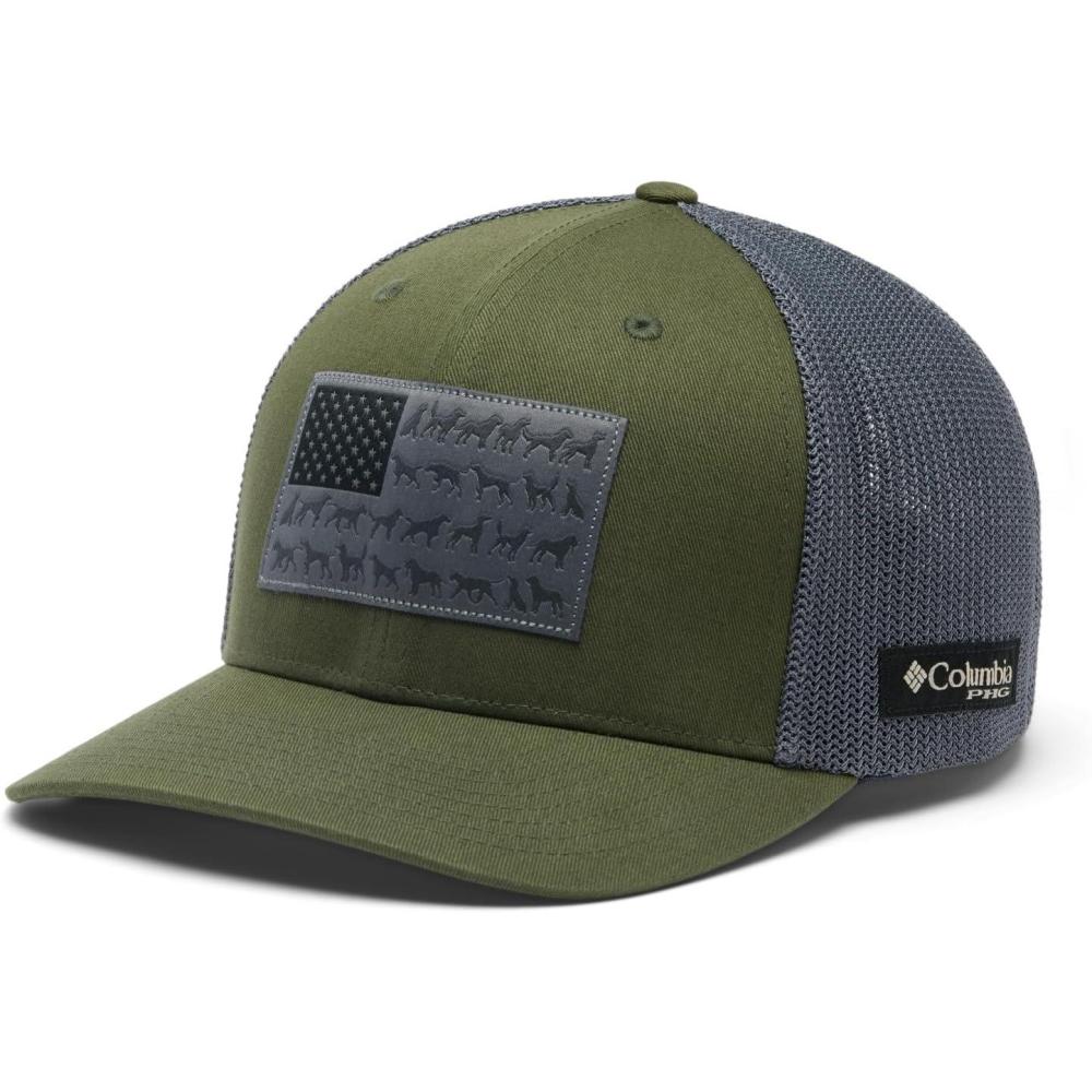 imageColumbia UnisexAdult PHG Game Flag Mesh Ball Cap Low CrownSurplus GreenCity GreyDog Flag