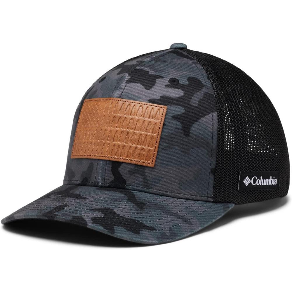 imageColumbia UnisexAdult Rugged Outdoor Mesh HatBaseball CapBlack Trad CamoTree Flag Patch