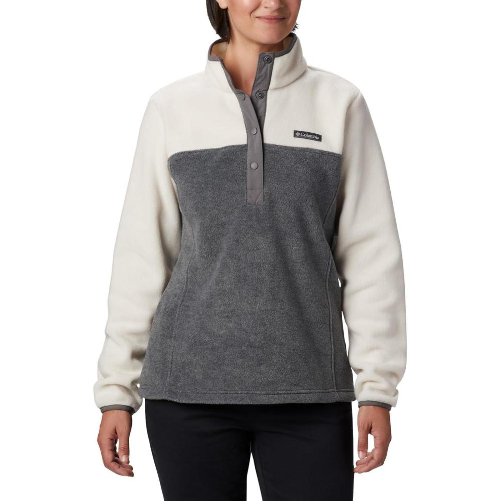 imageColumbia Womens Benton Springs Half Snap II Pull Over Fleece Jacket City Grey HeatherChalk Large
