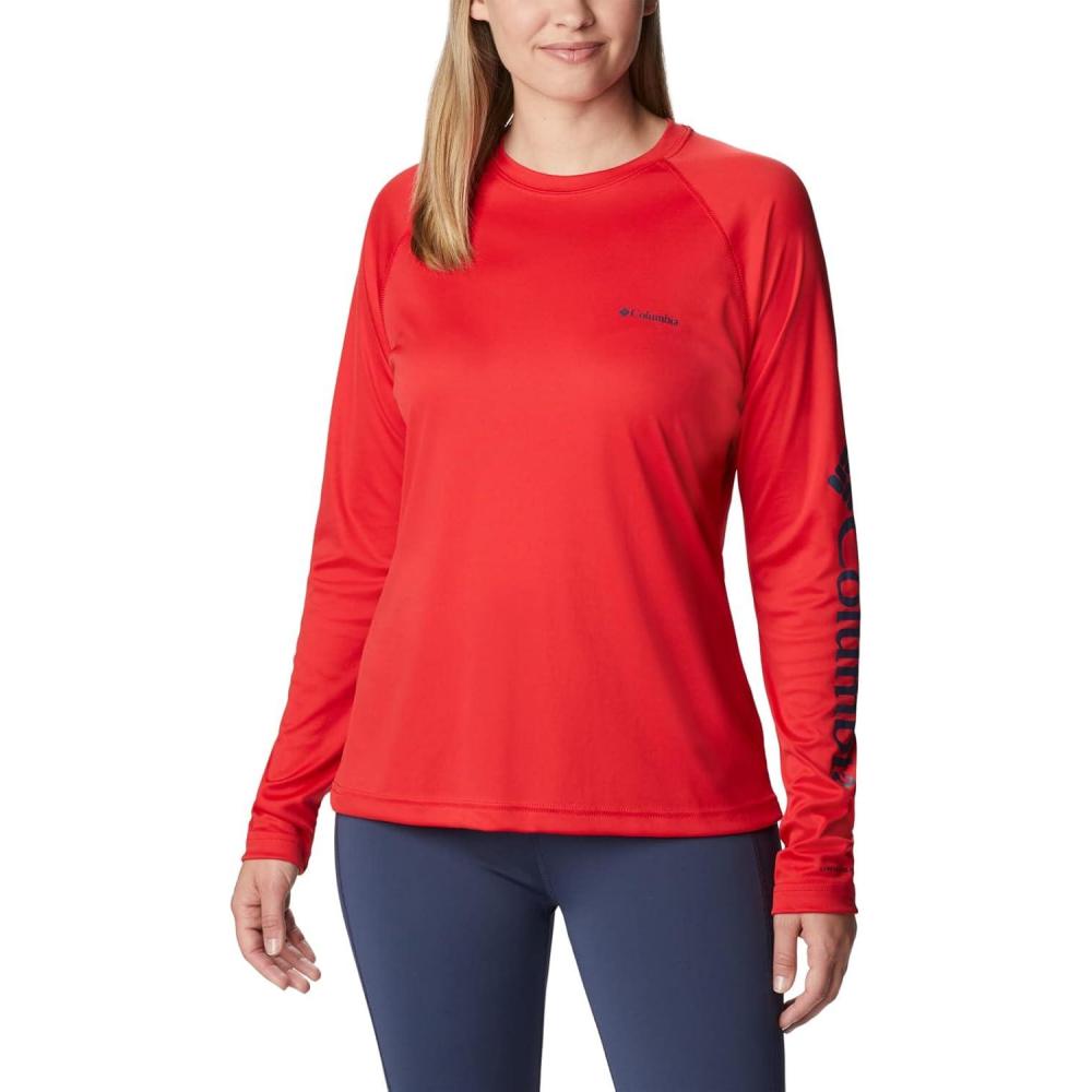 imageColumbia Womens Fork Stream Long Sleeve ShirtRed LilyNocturnal Logo