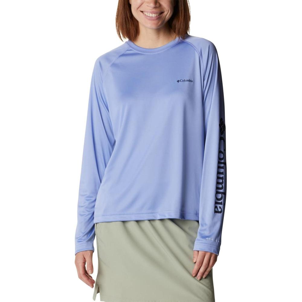 imageColumbia Womens Fork Stream Long Sleeve ShirtSerenityDark Nocturnal Logo