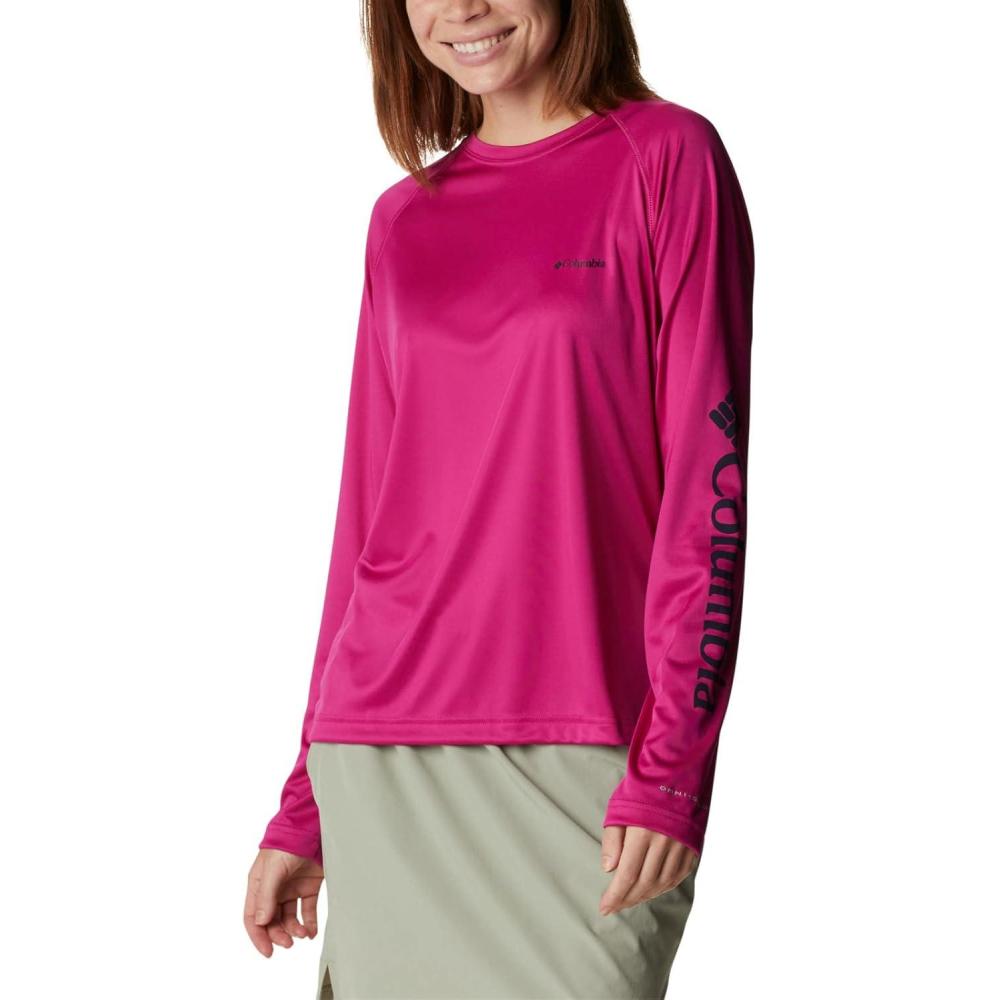 imageColumbia Womens Fork Stream Long Sleeve ShirtWild FuchsiaDark Nocturnal Logo