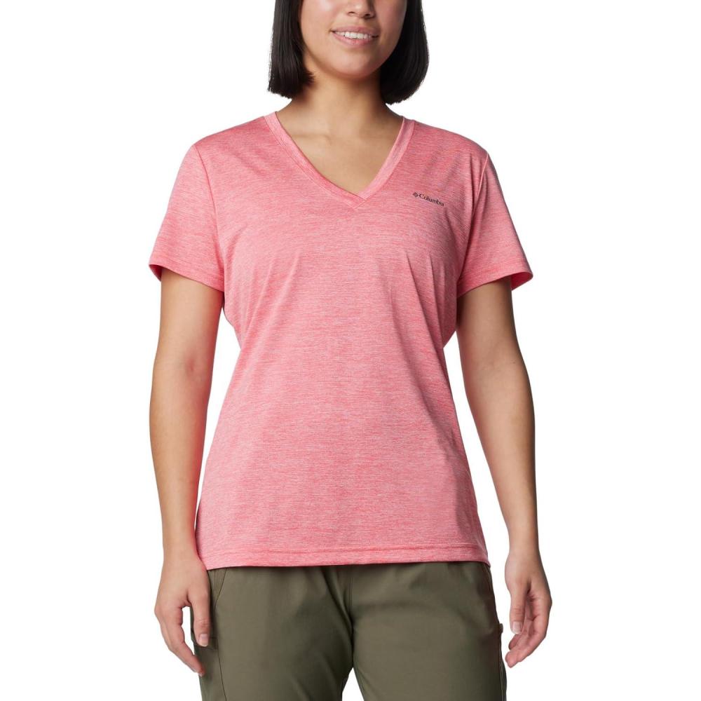 imageColumbia Womens Hike Short Sleeve V NeckHiking ShirtJuicy Heather