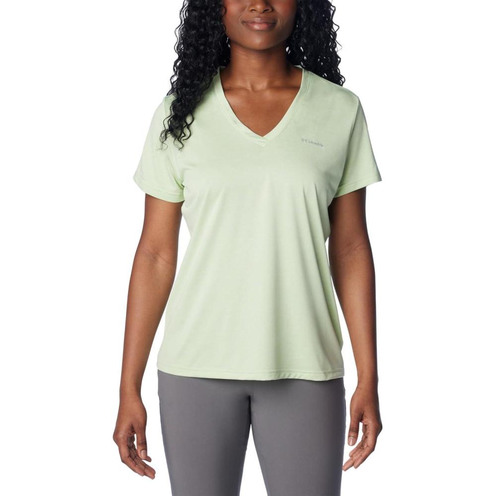 imageColumbia Womens Hike Short Sleeve V NeckHiking ShirtSage Leaf Heather