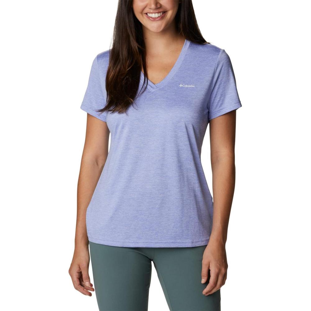 imageColumbia Womens Hike Short Sleeve V NeckHiking ShirtSerenity Heather