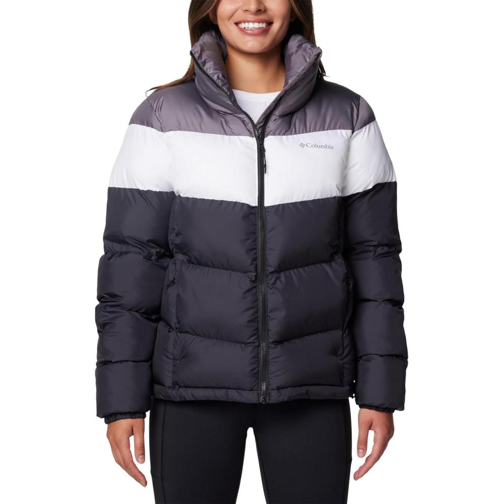 imageColumbia Womens Puffect II Colorblock JacketBlackWhiteCity Grey