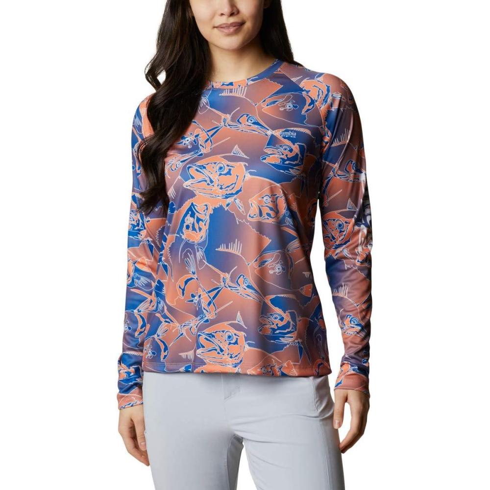 imageColumbia Womens Super Tidal Tee Long SleeveCollegiate Navy Batik Floral Print