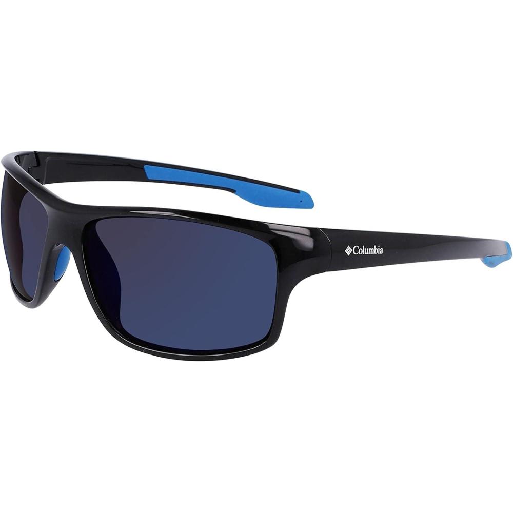 imageColumbia mens Burr Rectangular SunglassesShiny Black BlueBlue Mirror